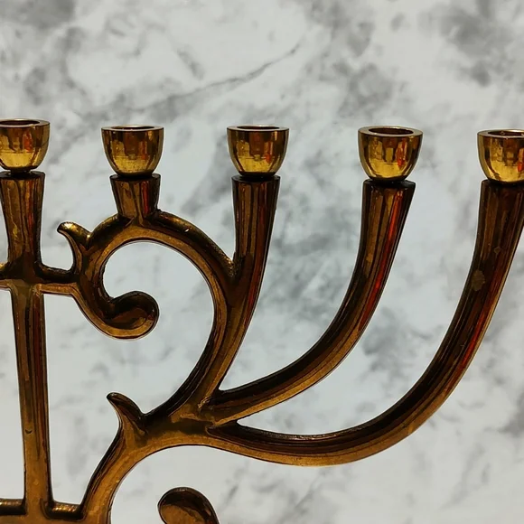 Menorah 9 branch candle holder solid brass